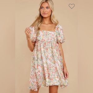 Red Dress Song and Dance Ivory Multi Floral Print Dress - BRAND NEW